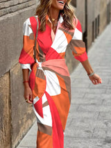 Printed Collared Neck Shirt Dress - Trendsi - Flyclothing LLC