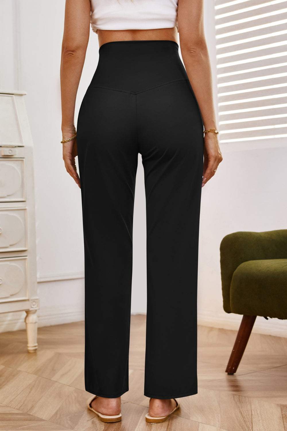 High Waist Wide Leg Pants with Pockets - Trendsi - Flyclothing LLC