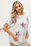 BiBi American Flag Sequin Star Fringe Top - Trendsi - Flyclothing LLC