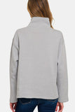 Zenana Turtleneck Half Snap Fleece Sweatshirt - Trendsi