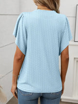 Round Neck Flutter Sleeve T-Shirt - Trendsi - Flyclothing LLC