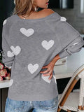 Heart Scoop Neck Long Sleeve Sweater - Trendsi - Flyclothing LLC