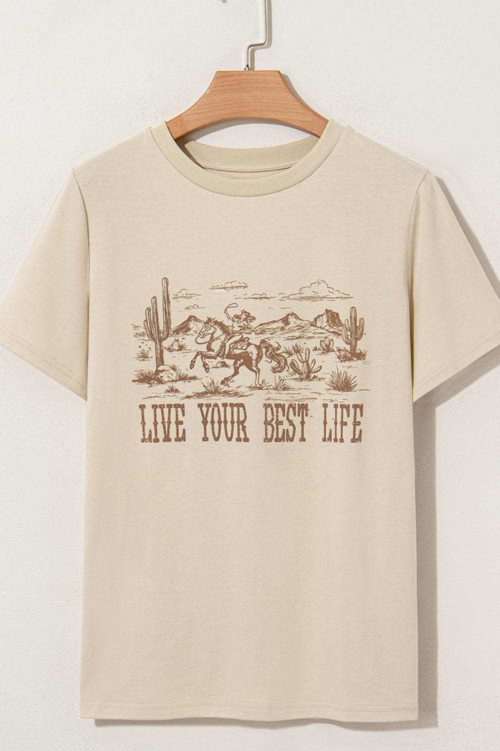 LIVE YOUR BEST LIFE Western Graphic Short Sleeve T-Shirt - Trendsi - Flyclothing LLC