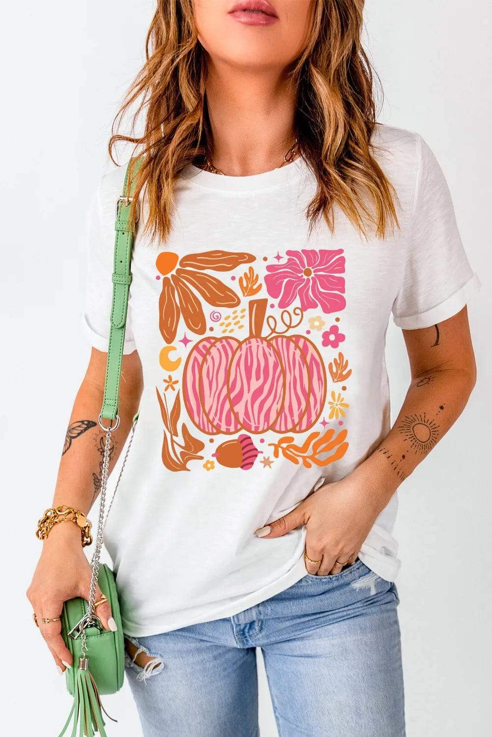 Graphic Round Neck Short Sleeve T-Shirt - Trendsi - Flyclothing LLC