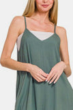 Zenana Sleeveless Curved Hem Wide Leg Overalls with Pockets - Trendsi - Flyclothing LLC