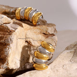 Stainless Steel Contrast Stud Earrings - Trendsi