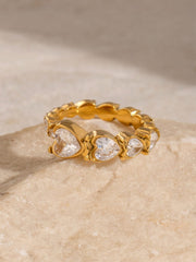 Stainless Steel Heart Rhinestone Ring