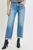RISEN Full Size High Rise Ankle Boyfriend Distressed Jeans Plus Size - Trendsi
