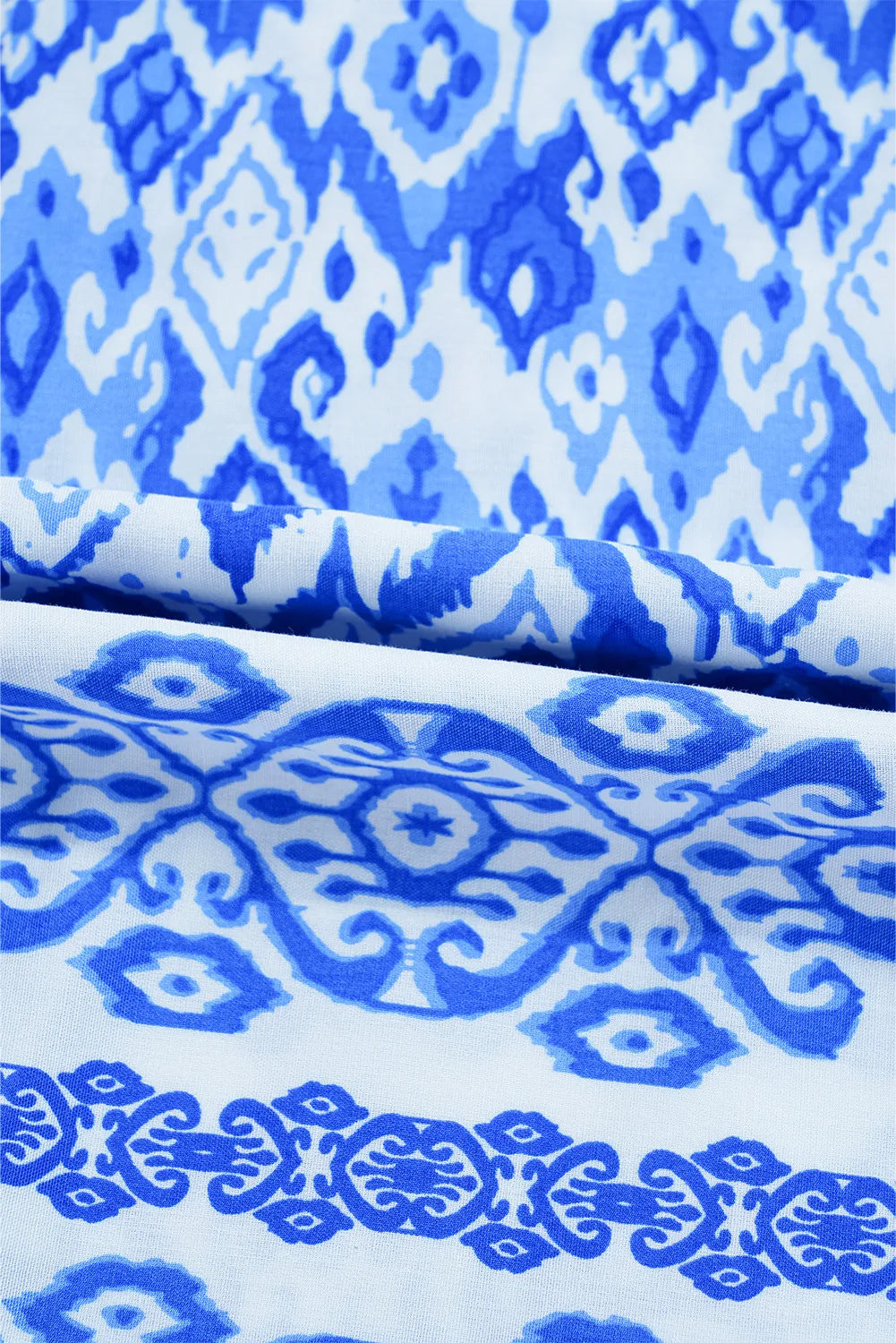 Printed Tie Neck Three-Quarter Sleeve Blouse - Trendsi - Flyclothing LLC