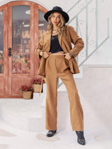 Lace Detail Collared Neck Top and Pants Set - Trendsi - Flyclothing LLC