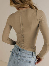 V-Neck Long Sleeve T-Shirt - Trendsi - Flyclothing LLC
