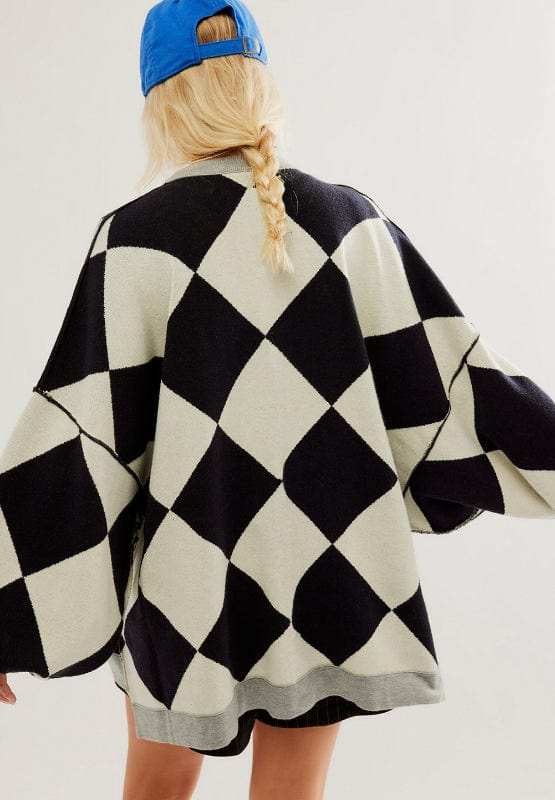 Color Block Button Down Long Sleeve Cardigan - Trendsi - Flyclothing LLC