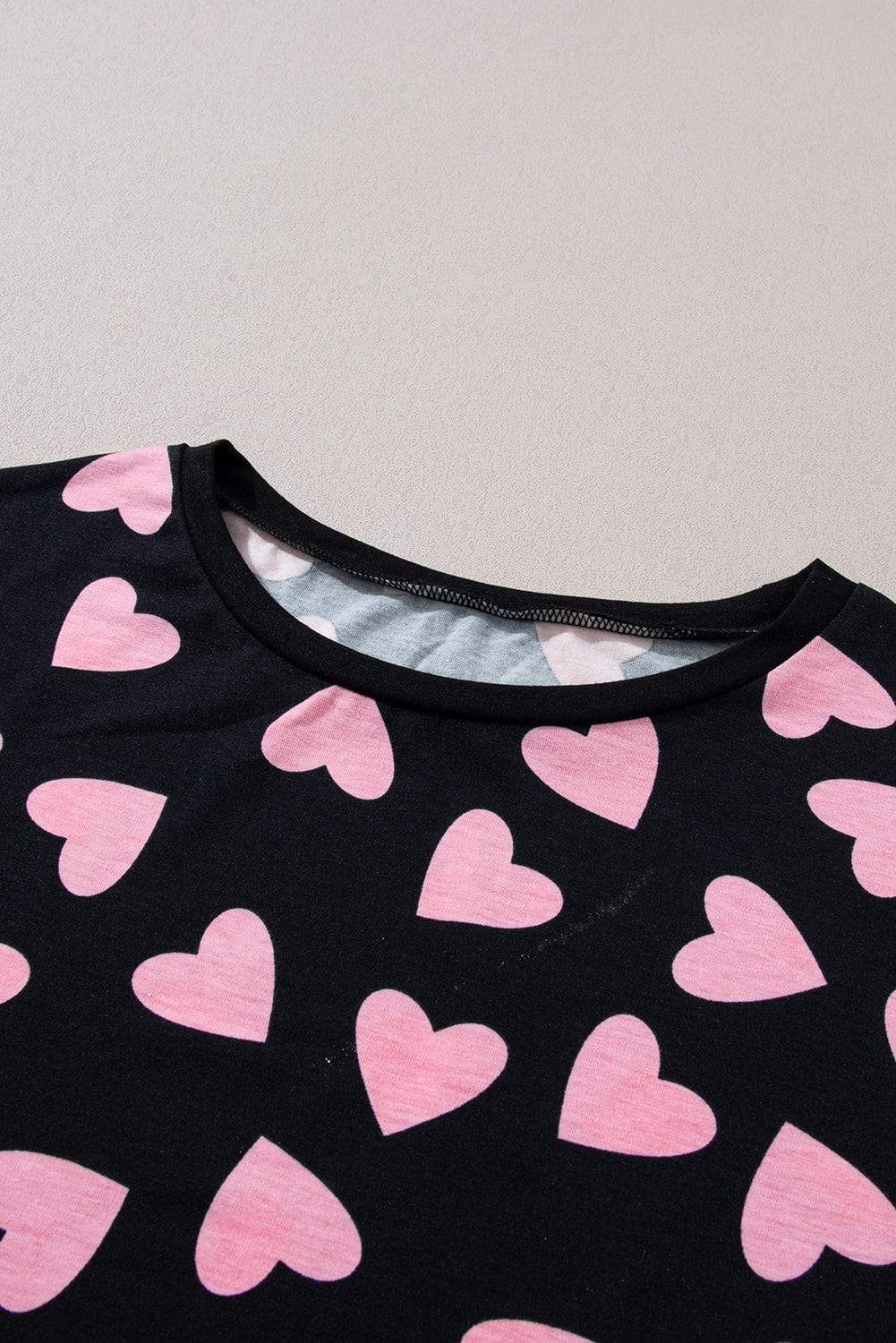Heart Print Long Sleeve Top and Shorts Lounge Set - Trendsi - Flyclothing LLC