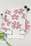 Flower Round Neck Long Sleeve Knit Top - Trendsi - Flyclothing LLC