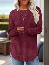Round Neck Raglan Sleeve T-Shirt - Trendsi - Flyclothing LLC