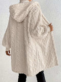 Open Front Long Sleeve Fuzzy Hooded Jacket - Trendsi - Flyclothing LLC