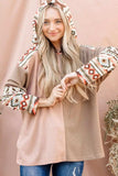 And The Why Printed Color Block Hooded Waffle Top - Trendsi - Flyclothing LLC