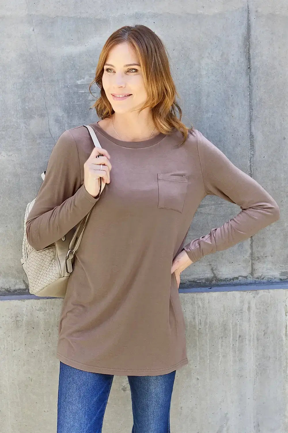 Basic Bae Full Size Round Neck Long Sleeve Top - ShopBasicbae - Flyclothing LLC