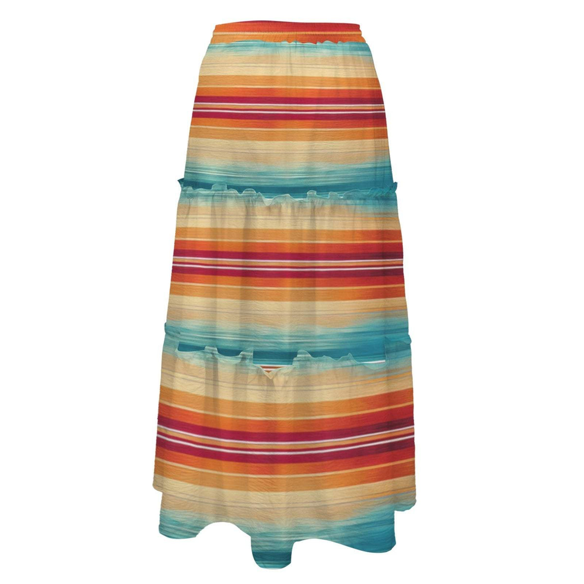 Baha Ranch Colores De Mexico Southwest Serape Tiered Prairie Maxi Skirt - Baha Ranch Western Wear - Flyclothing LLC