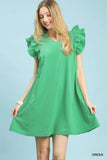 Umgee Seersucker Ruffle Shift Dress - Trendsi - Flyclothing LLC