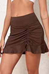 Ruched Elastic Waist Swim Skirt - Trendsi - Flyclothing LLC