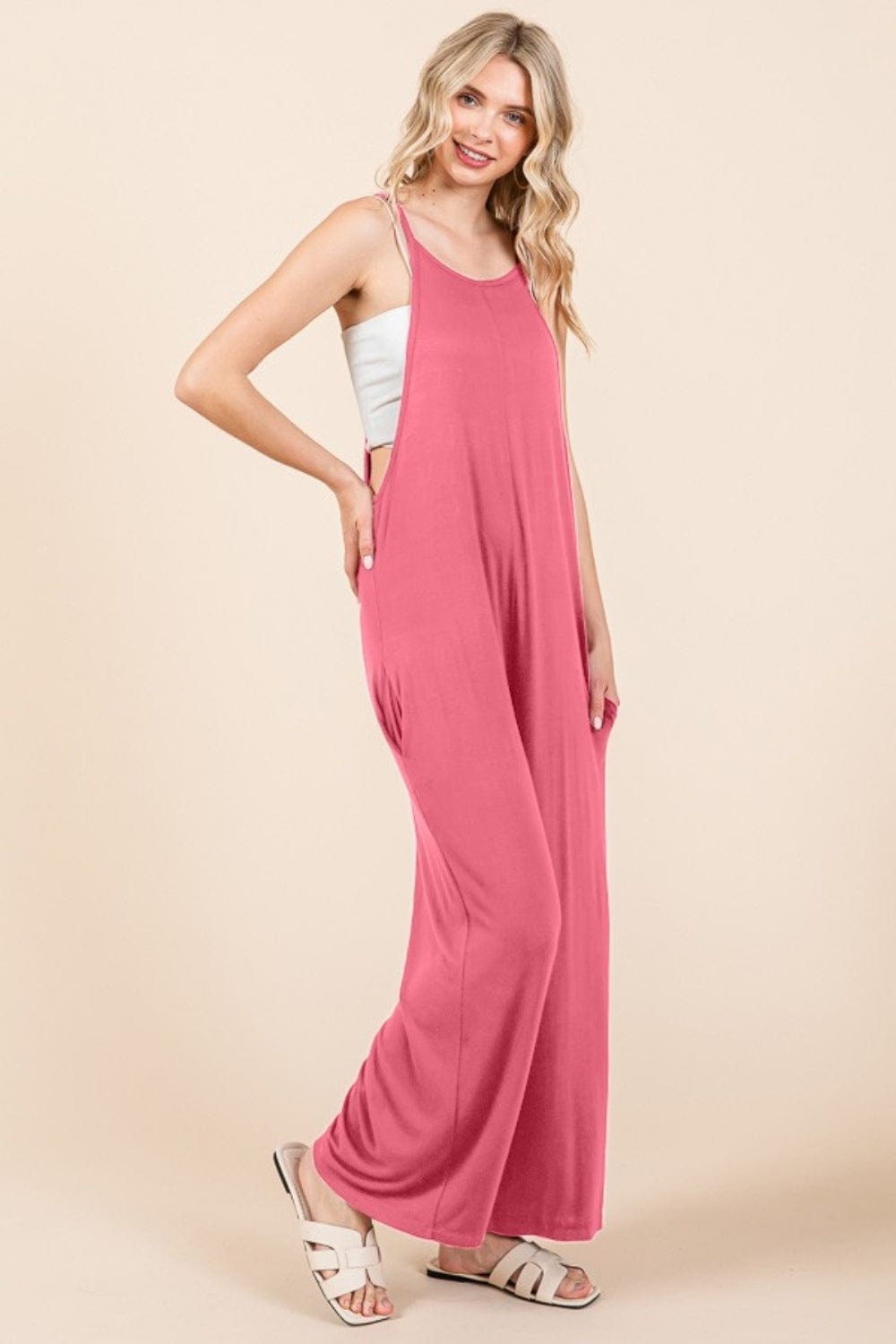 Culture Code Full Size Sleeveless Wide Leg Jumpsuit with Pockets - Trendsi