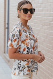Ruffled Leopard Tie Neck Short Sleeve T-Shirt - Trendsi - Flyclothing LLC