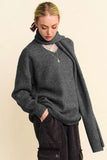 Davi & Dani V-Neck Dropped Shoulder Sweater with Scarf Set - Trendsi