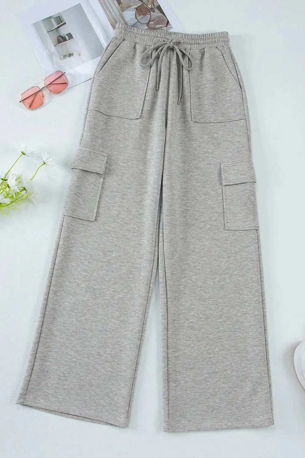 Drawstring Active Pants with Pockets - Trendsi - Flyclothing LLC