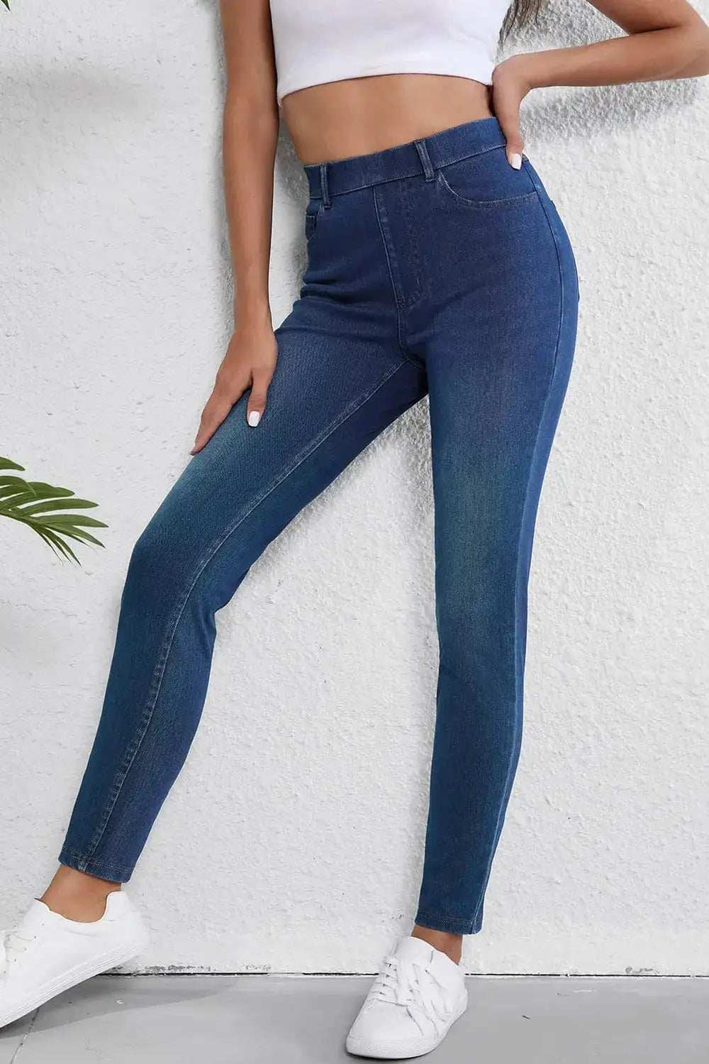High Waist Skinny Jeans with Pockets - Trendsi - Flyclothing LLC