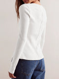 Ribbed Round Neck Long Sleeve Top - Trendsi