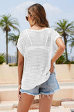 Double Take Openwork Round Neck Short Sleeve Knit Cover Up - Trendsi - Flyclothing LLC