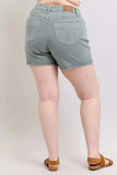 Judy Blue Full Size Hw Garment Dyed & Back Pkt Embroidery Shorts Plus Size - Trendsi - Flyclothing LLC