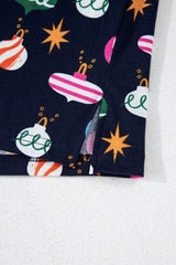Christmas Lights Print Collared Neck Top and Pants Set - Trendsi - Flyclothing LLC