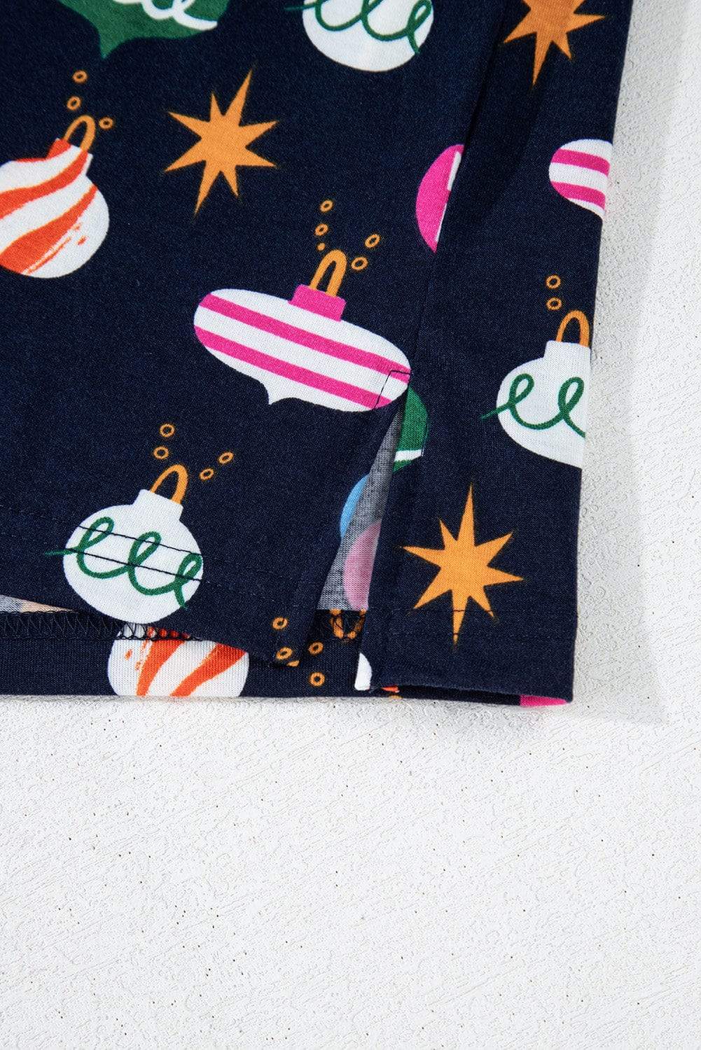 Christmas Lights Print Collared Neck Top and Pants Set - Trendsi - Flyclothing LLC