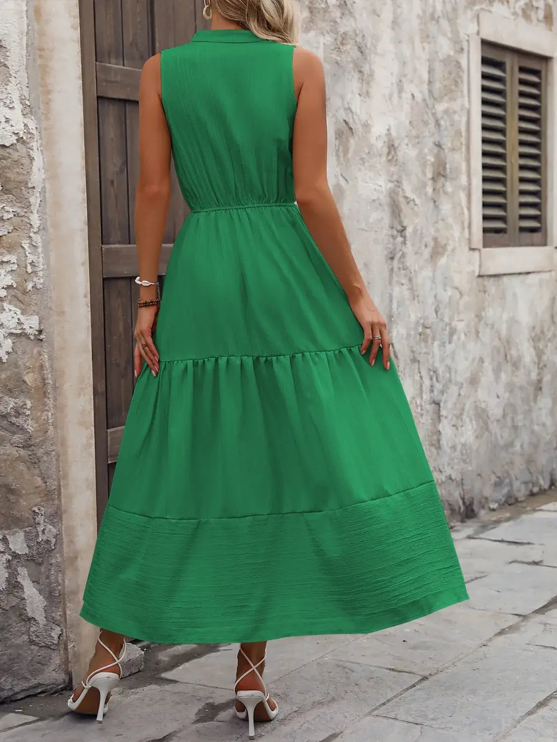 Notched Sleeveless Maxi Tank Dress - Trendsi - Flyclothing LLC