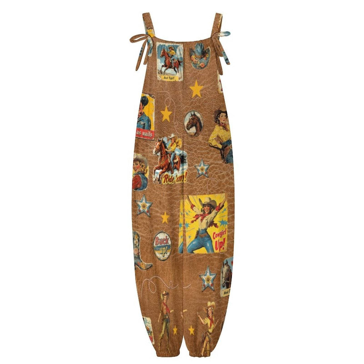 Baha Ranch Vintage Cowgirl Collage Overalls Jumpsuit - Baha Ranch Western Wear - Flyclothing LLC