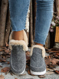 Furry Suede Round Toe Flat Sneakers - Trendsi - Flyclothing LLC