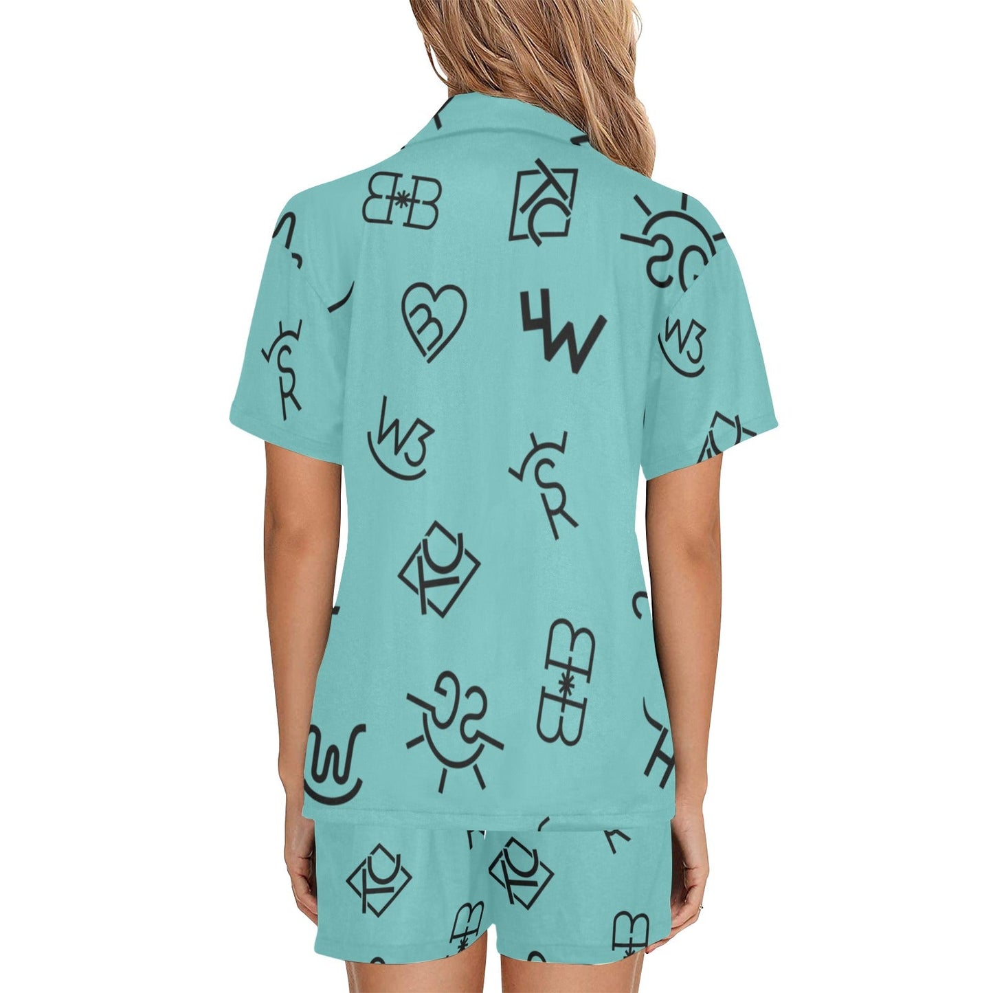 Baha Ranch Turquoise Cattle Brands Women's Western Pajama Set