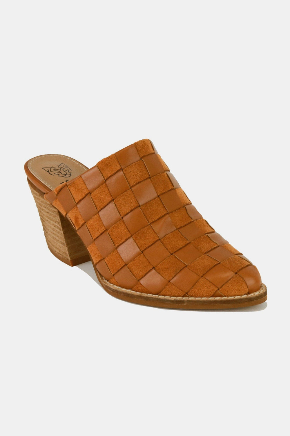 Beast Fashion Woven Checkerboard Block Heel Mule Shoes - Trendsi