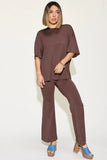 Basic Bae Full Size Bamboo Drop Shoulder T-Shirt and Flare Pants Set - ShopBasicbae - Flyclothing LLC