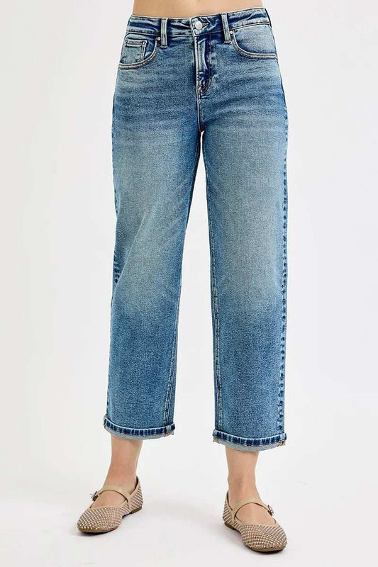 RISEN Full Size High Rise Crop Boyfriend Jeans Plus Size - Trendsi - Flyclothing LLC