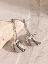Stainless Steel Moon Dangle Earrings - Trendsi - Flyclothing LLC