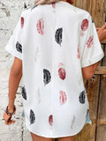 Full Size Printed Collared Neck Short Sleeve Blouse - Trendsi