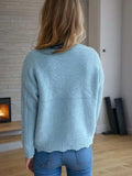 Cable-Knit Mock Neck Dropped Shoulder Sweater - Trendsi - Flyclothing LLC