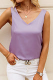 Solid V-Neck Wide Strap Tank - Trendsi - Flyclothing LLC