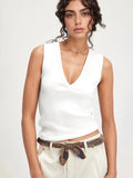 Solid V-Neck Tank - Trendsi