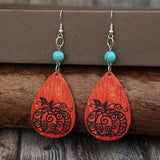 Turquoise Wooden Pumpkin Teardrop Earrings - Trendsi