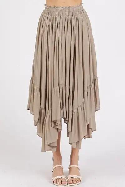 Mittoshop Handkerchief Hem Elastic Waist Pocket Midi Skirt - Trendsi