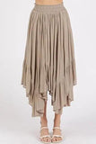 Mittoshop Handkerchief Hem Elastic Waist Pocket Midi Skirt - Trendsi